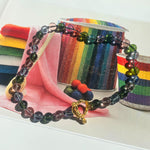 multi coloured glass beaded necklace on silk thread