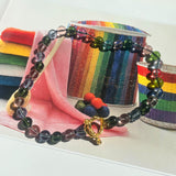 multi coloured glass beaded necklace on silk thread