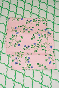 hand painted cloth napkins in pink and flora