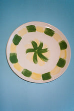 Load image into Gallery viewer, ceramic handmade plate with green and yellow design
