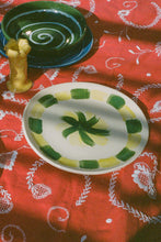 Load image into Gallery viewer, ceramic handmade plate with green and yellow design