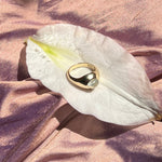 14k yellow gold ring set with moonstone cabochon