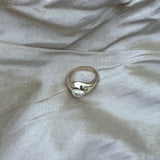 14k yellow gold ring set with moonstone cabochon