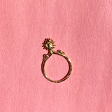 18k gold plated bronze ring with sunflower detail