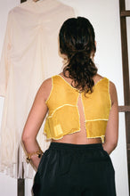 Load image into Gallery viewer, handmade cotton crop top in yellow with pearls