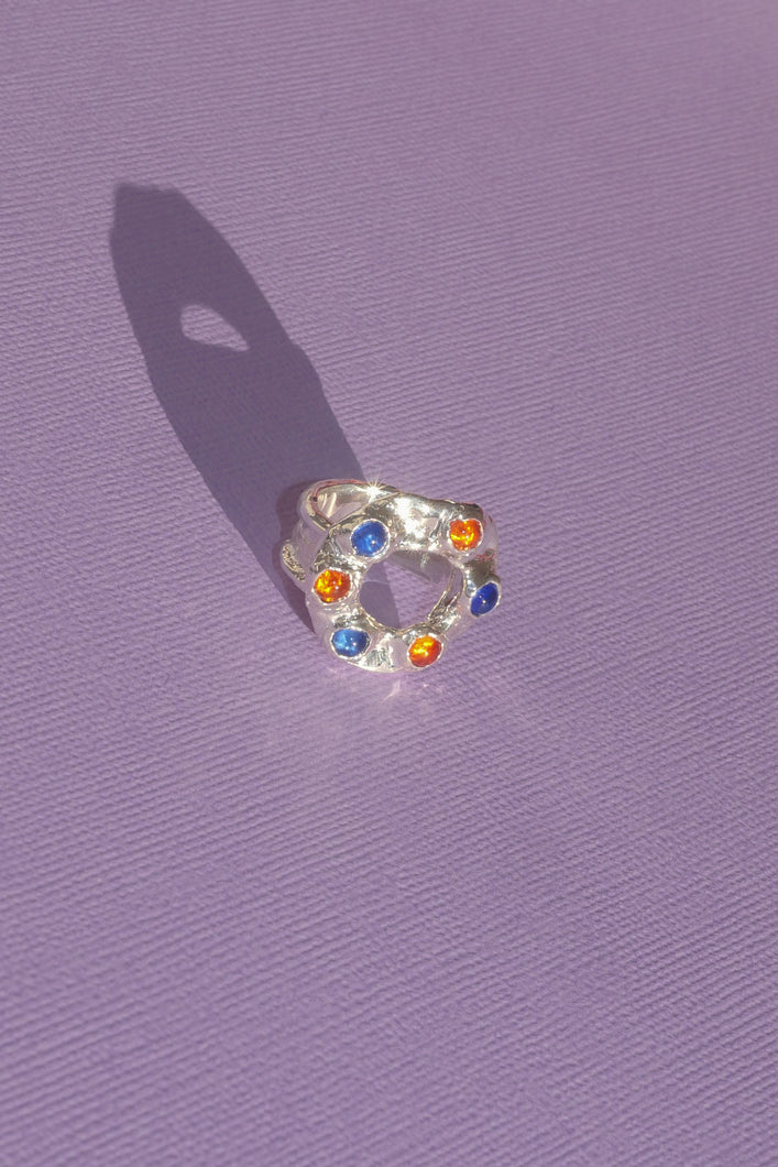 STERLING SILVER HALO RING IN SKY BLUE / HYACINTH