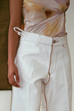 Load image into Gallery viewer, cream linen denim with bonded tailoring canvas detail