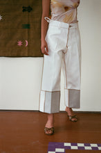 Load image into Gallery viewer, cream linen denim with bonded tailoring canvas detail